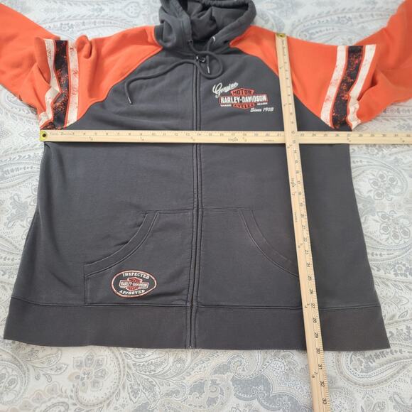Harley Davidson men's oil can Hoodie zip sweatshirt gray Size 2XL - Picture 4 of 9